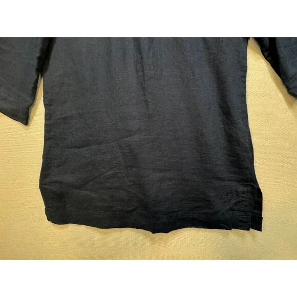 Tommy Hilfiger Womens Lace-Up Tunic Top Size S Navy Blue 3/4 Sleeves Pocket Chic - Picture 5 of 11